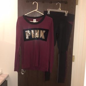 VS PINK maroon/black outfit